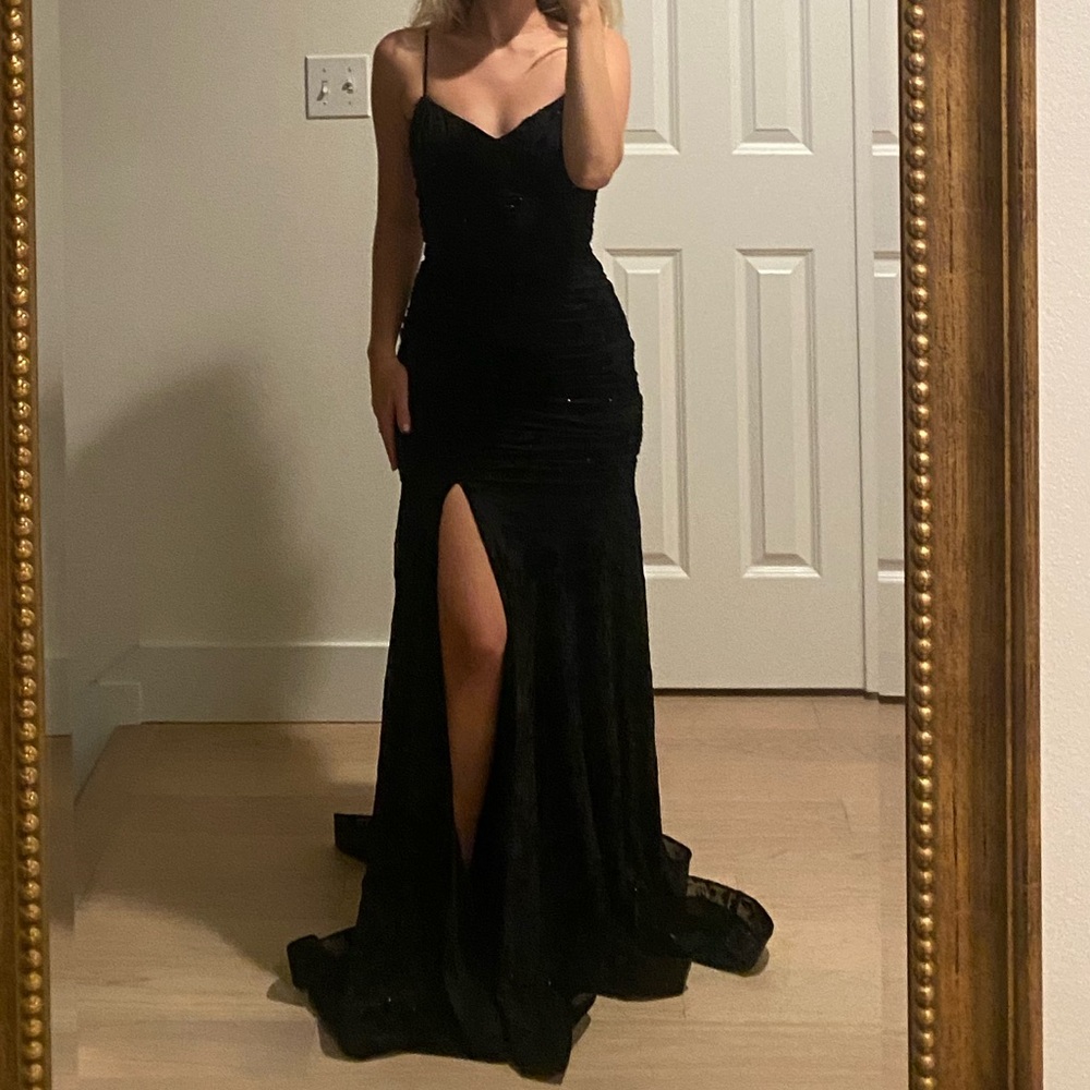 Glittered Ruched Gown - Picture 3 of 7